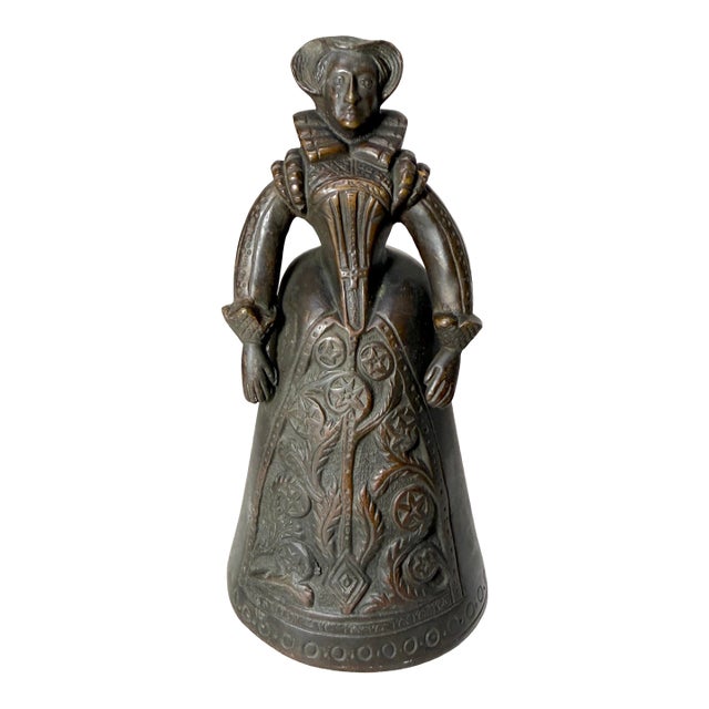 Antique 1800's Victorian Solid Heavy Bronze Elizabethan Lady Bell Boot Clapper For Sale