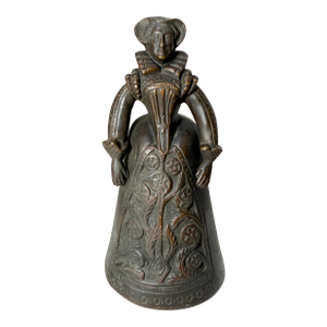 Antique 1800's Victorian Solid Heavy Bronze Elizabethan Lady Bell Boot Clapper