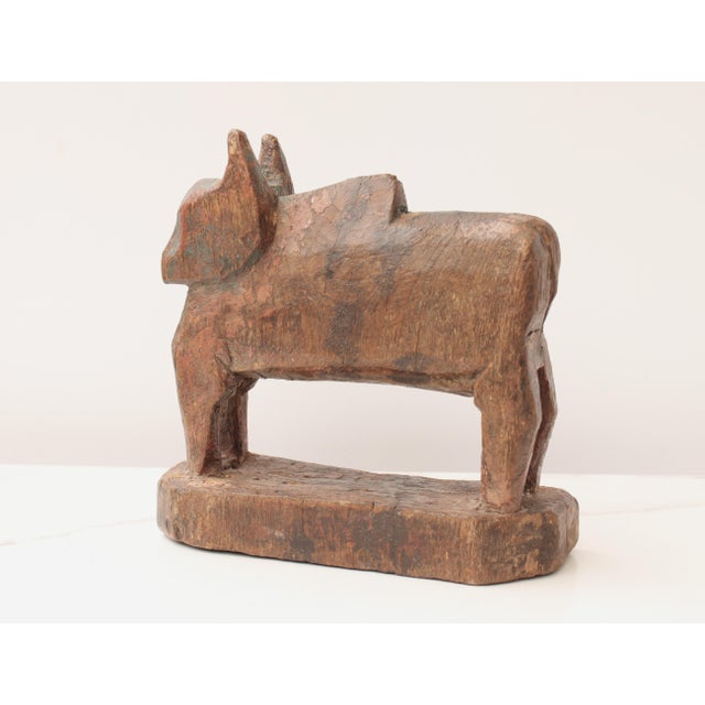 Vintage hand-carved wooden bull toy a rare collectible. Used by children during Pola festival. celebrated predominantly in...