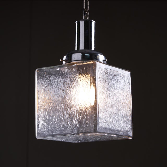 Art Deco Dappled Glass Cuboid Pendant, 1960s For Sale - Image 12 of 12