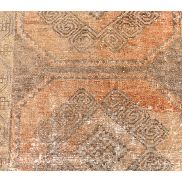 1960s 3'6x12'6 Orange Brown Vintage Turkish Hand-Knotted Runner Rug For Sale - Image 5 of 8