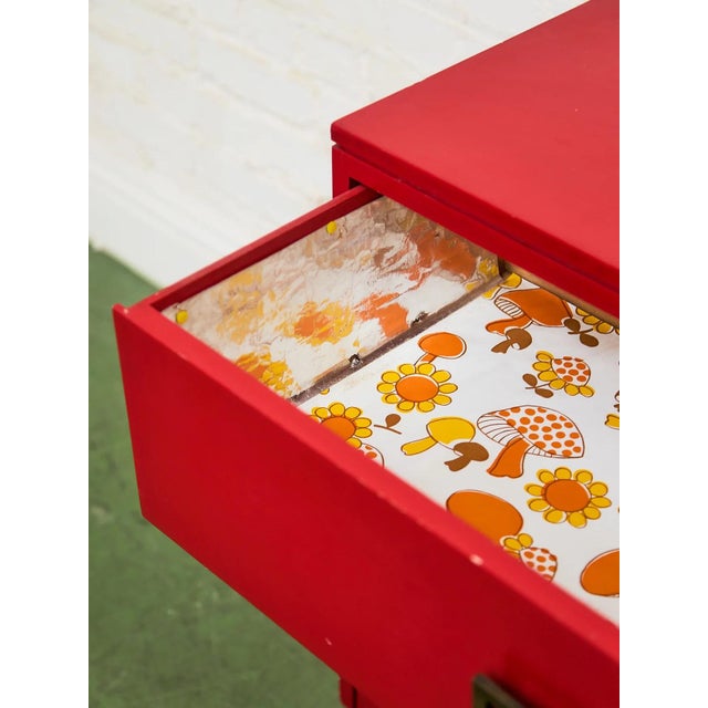 Mid-Century Modern Mid-Century Modern Hollywood Regency Red Three Drawer Chest For Sale - Image 3 of 8