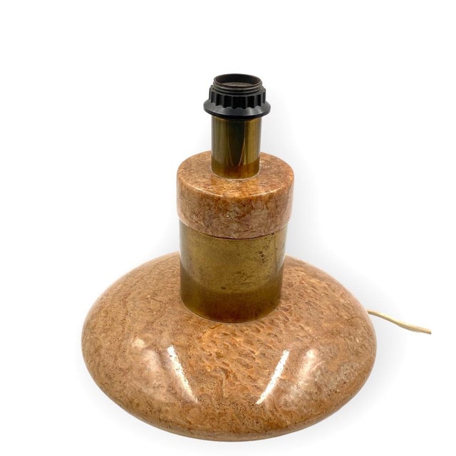 Hollywood Regency Pink Granite and Brass Table Lamp Base, Italy, 1970s For Sale - Image 14 of 18
