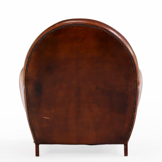 Late 20th Century Late 20th Century Dutch Art Deco Style Leather Club Chair With Matching Ottoman For Sale - Image 5 of 8