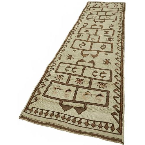Boho Chic Beige Bohemian Runner Rug For Sale - Image 3 of 7