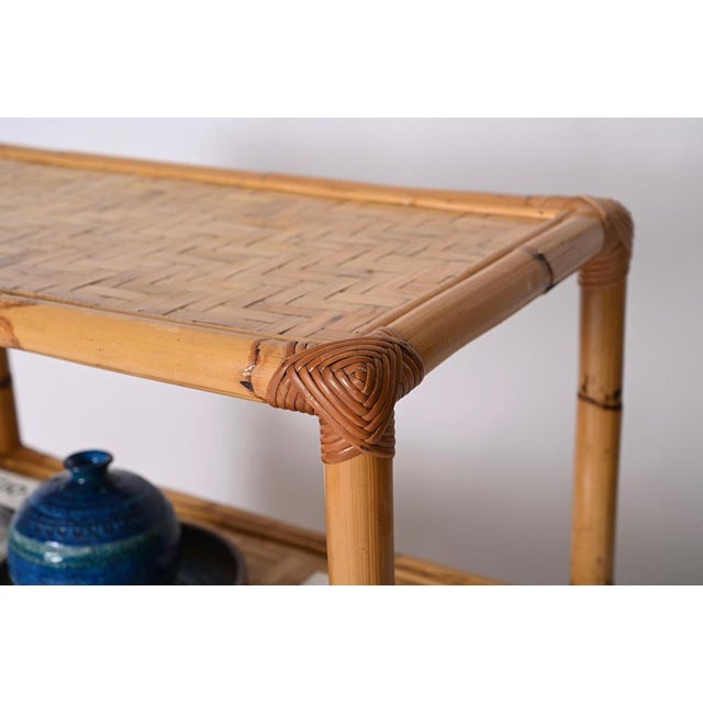 Mid-Century Storage Cabinet in Woven Rattan and Bamboo, Italy, 1970s For Sale - Image 6 of 17