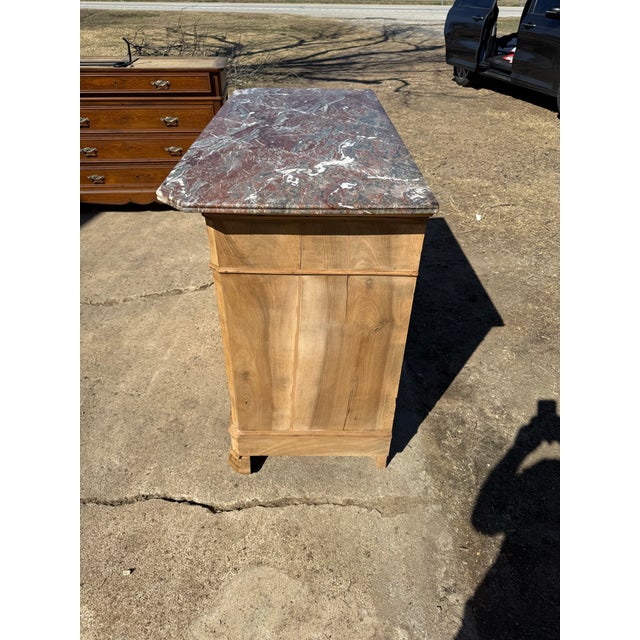 19th Century 19th Century Louis Philippe Burl Walnut Bleached Marble Top Chest of Drawer / Commodes For Sale - Image 5 of 12