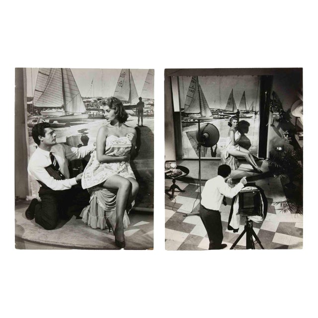 Unknown, Loren/Mastroianni Behind the Scenes of a Promotional Photo Shoot, 1972, Photograph For Sale