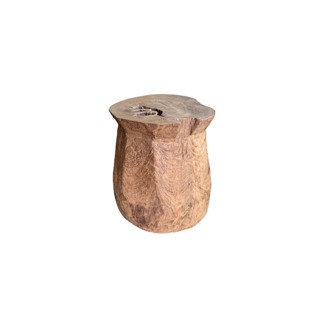 Wood 1970s Aged Javanese Teak Wood Side Table – Sculptural Organic Pedestal For Sale - Image 7 of 10