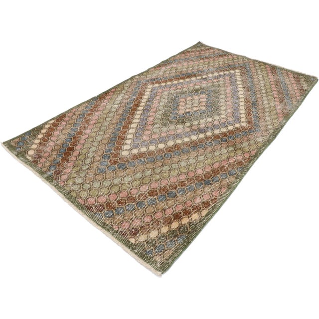 distressed vintage Turkish Sivas rug with Rustic Bohemian style. This hand knotted wool distressed vintage Turkish Sivas...