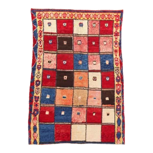 Vintage Persian Lori Checkerboard Rug - 05'01 X 07'01