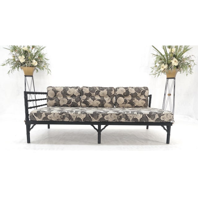 Black Pair of Black Lacquer Faux Bamboo Sofas Daybed Mid Century Modern MINT! For Sale - Image 8 of 16