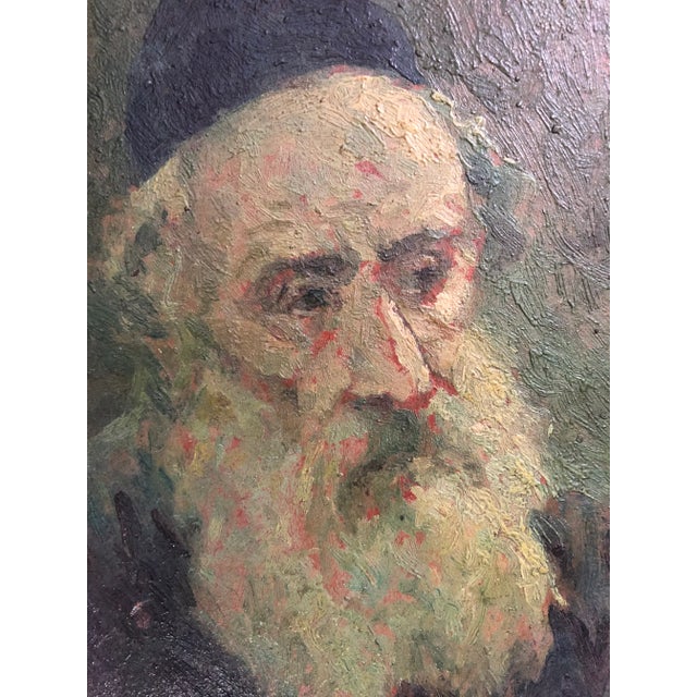 Vintage Oil Portrait of a Rabbi C.1920s An outstanding oil portrait of a Rabbi. The painting is signed illegibly in the...