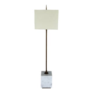 Currey & Company Modern Antique Brass and White Marble Thompson Table Lamp For Sale