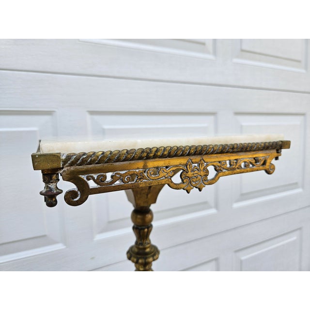 Victorian Brass Cast Iron and Marble Pedestal Plant Stand For Sale - Image 4 of 12