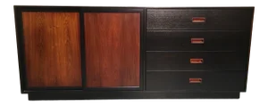 Harvey Probber Rosewood and Ebonized Mahogany Credenza
