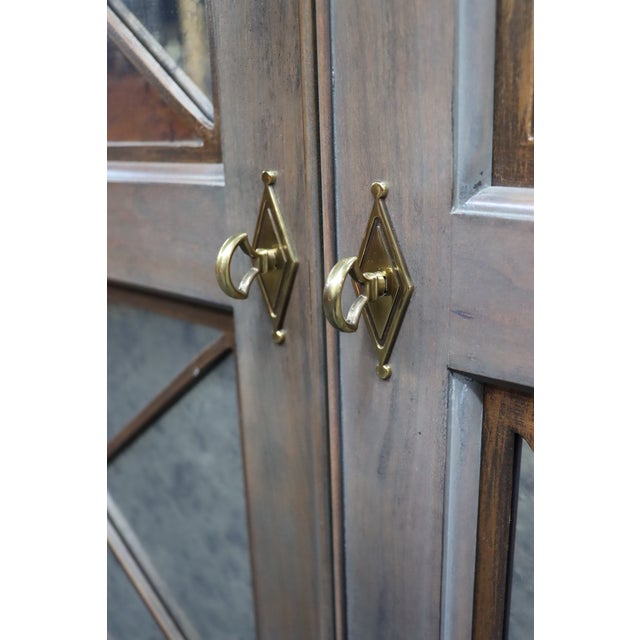 Harden Director Style Cherry Armoire With Smoked Mirror Glass Doors For Sale - Image 9 of 17