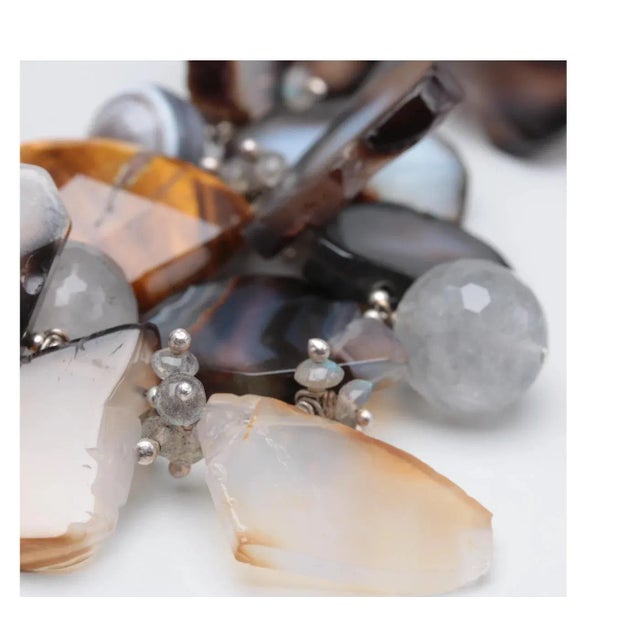 Designer Artisan AKR-Agate, Tiger's Eye & Sterling Silver Statement Necklace-Wearable Art For Sale - Image 4 of 8