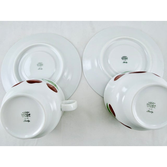 1970s 1970s Richard Ginori Cherry Teacups & Saucers Italy - Set of 2 For Sale - Image 5 of 6