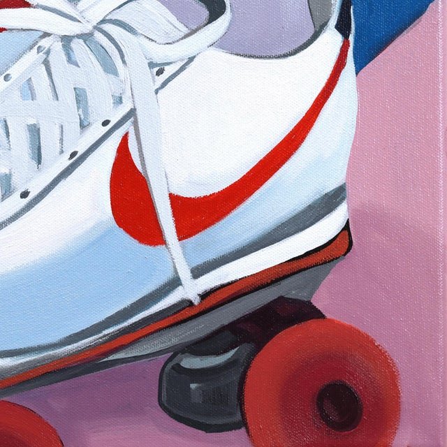 Stripes and Swoosh - Original Figurative Roller Skate Oil Painting on Canvas by Darwin Estacio Martinez For Sale In Los Angeles - Image 6 of 9