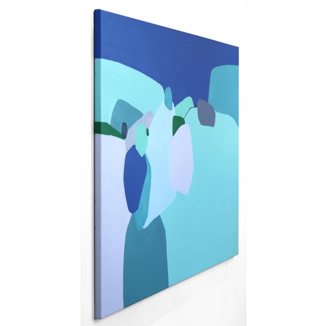 A New Wind Blows - Large Blue Abstract Acrylic Painting on Canvas - Original Artwork by Julie Naima For Sale In Los Angeles - Image 6 of 9