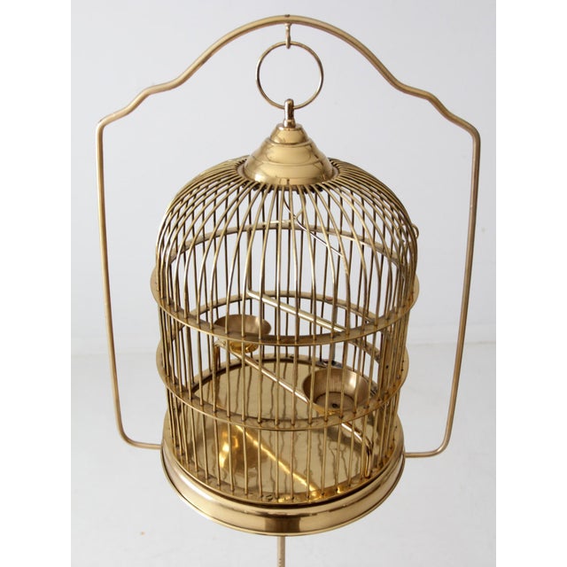 Vintage Brass Bird Cage With Stand For Sale - Image 12 of 12