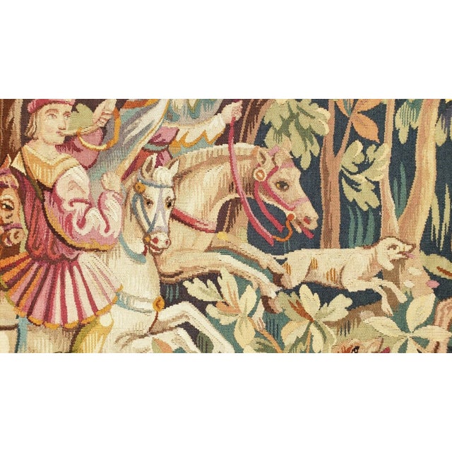 Mid 19th Century Antique French Wool & Silk Tapestry — Hunting Scene For Sale - Image 5 of 7