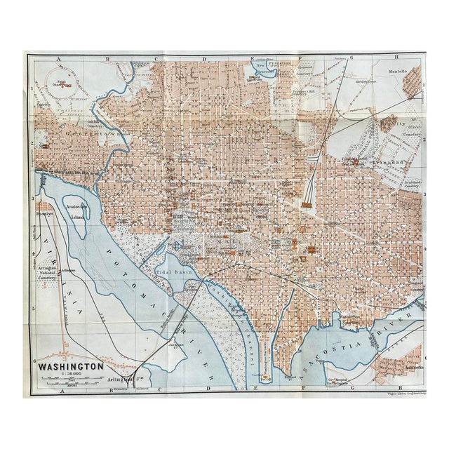 1909 Washington DC Antique Map For Sale