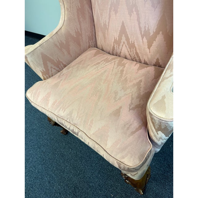 Southwood Traditional Wingback Chair With Carved Cabriole Legs - For Reupholstery For Sale - Image 11 of 12
