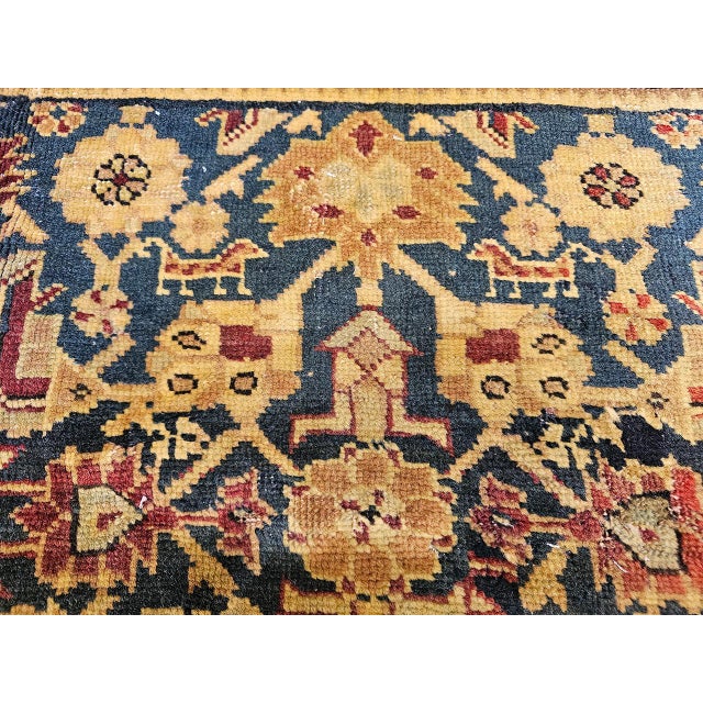 Antique Karabagh Gallery Rug, Hand-Knotted Wool, Allover Geometric Pattern, Navy & Tan, 7' X 14' For Sale - Image 16 of 17