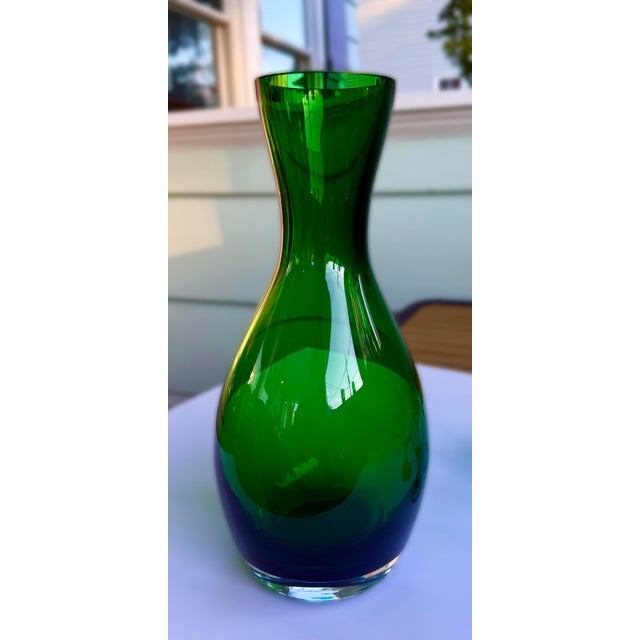 Green Vintage Green Art Glass Vase For Sale - Image 8 of 9
