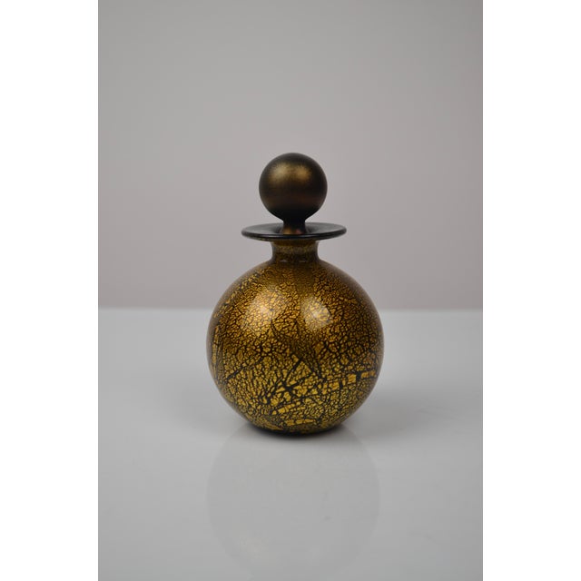Glass Perfume Bottle with Black and Gold Leaf, 1970s For Sale - Image 12 of 12