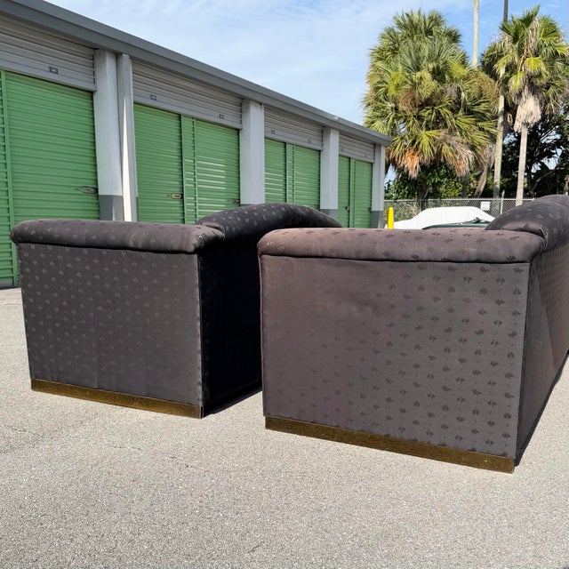 Art Deco Black Sofa Set With Gold Base by Carson’s - Set of 2 For Sale In West Palm - Image 6 of 12
