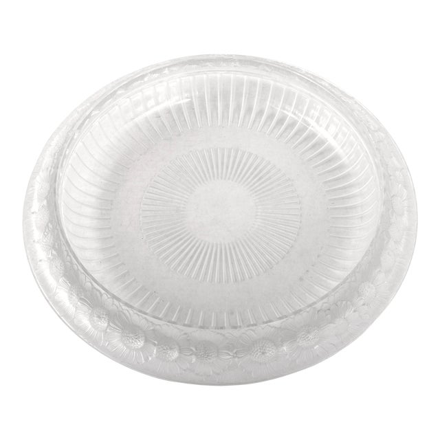 Antique French Art Deco Large Crystal Glass "Marguerites" Bowl by Lalique, 1930s For Sale