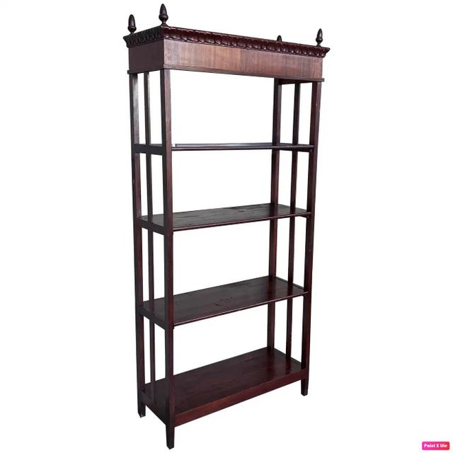 Late 19th Century French Empire Style Walnut Four Shelves Etagere For Sale - Image 9 of 9