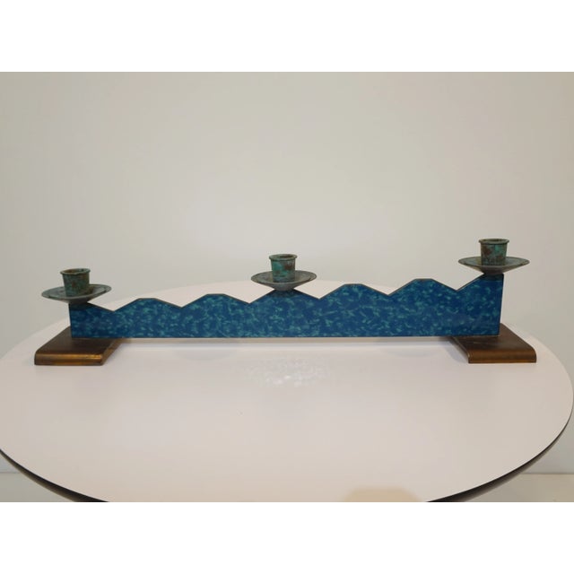 Memphis Copper Enameled Steel Candle Stick Center Piece For Sale - Image 10 of 10