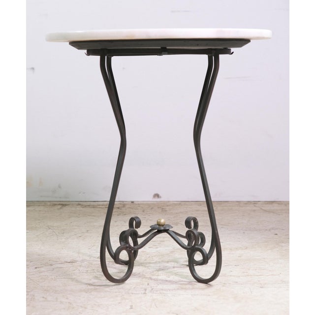 Mid 20th Century Round 21 In. Marble Wrought Iron Side Table For Sale - Image 4 of 6