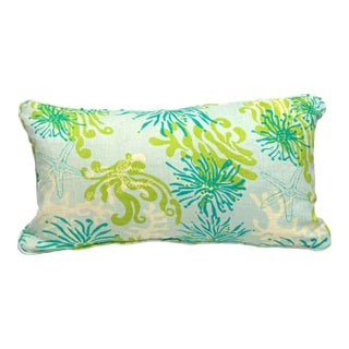 14” X 26” Lilly Pulitzer Bimini Aquamarine Lumbar Pillow Cover For Sale