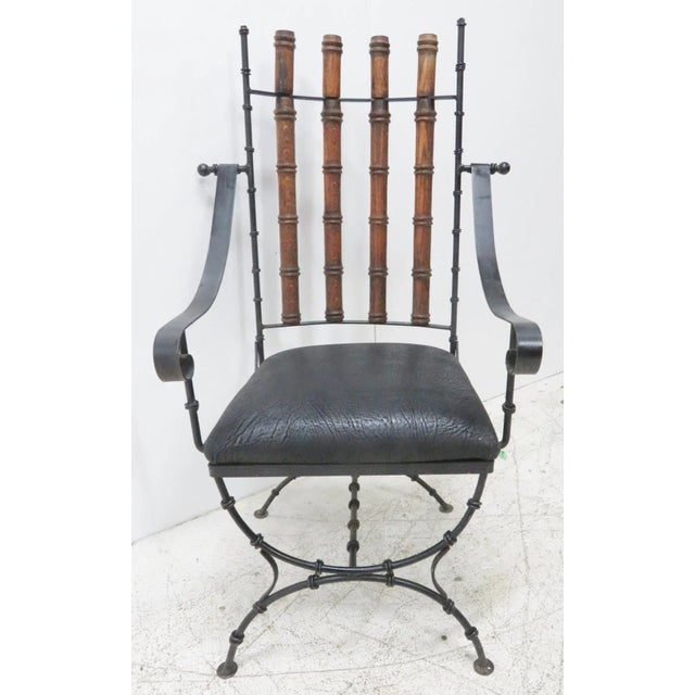 Iron & Oak Faux Bamboo Desk Chair For Sale - Image 4 of 6