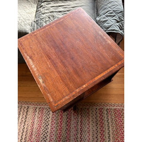 Late 19th Century Edwardian Sheraton Revival Mahogany Rotating Bookshelf With Satinwood Inlay For Sale - Image 6 of 8