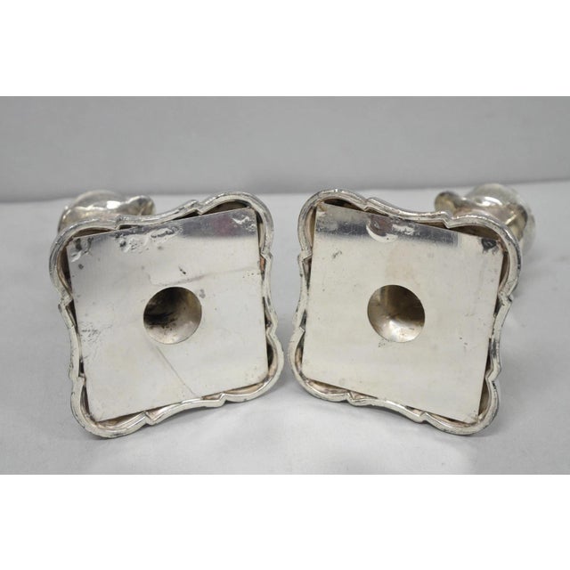 Antique Victorian Silver Plated Glass Hurricane Lamp Shade Candlestick - Pair For Sale - Image 16 of 18