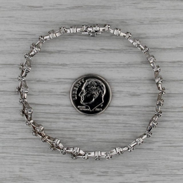 2010s 1.70ctw Diamond Lattice Bracelet 14k White Gold 6.75" 10.5mm For Sale - Image 5 of 8