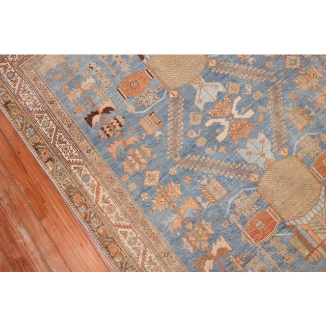 Blue Antique Zabihi Collection Persian Blue Tribal Rug - 4'4" x 5'8" For Sale - Image 8 of 10