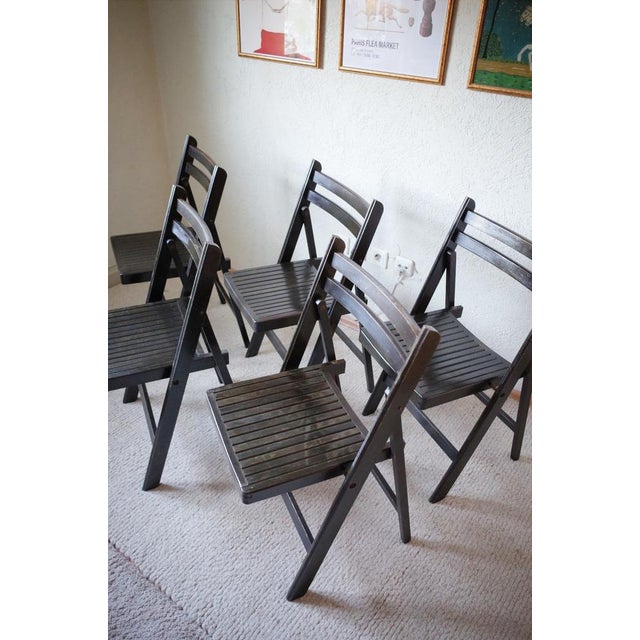 Vintage Painted Black Folding Chairs, Set of 5 For Sale - Image 15 of 18