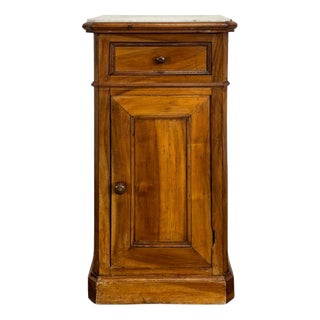 Walnut Bedside Table with White Marble Top For Sale