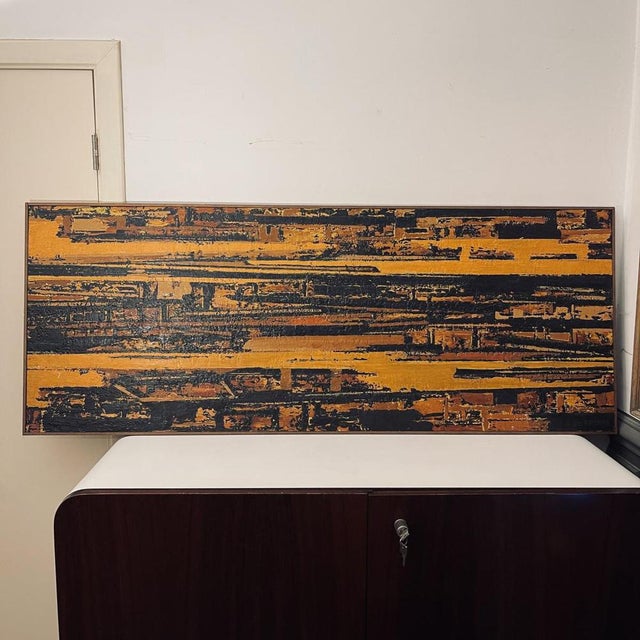 Serge Detriaux, Abstract Orange and Black Composition, Oil on Panel, 1998 For Sale - Image 10 of 11