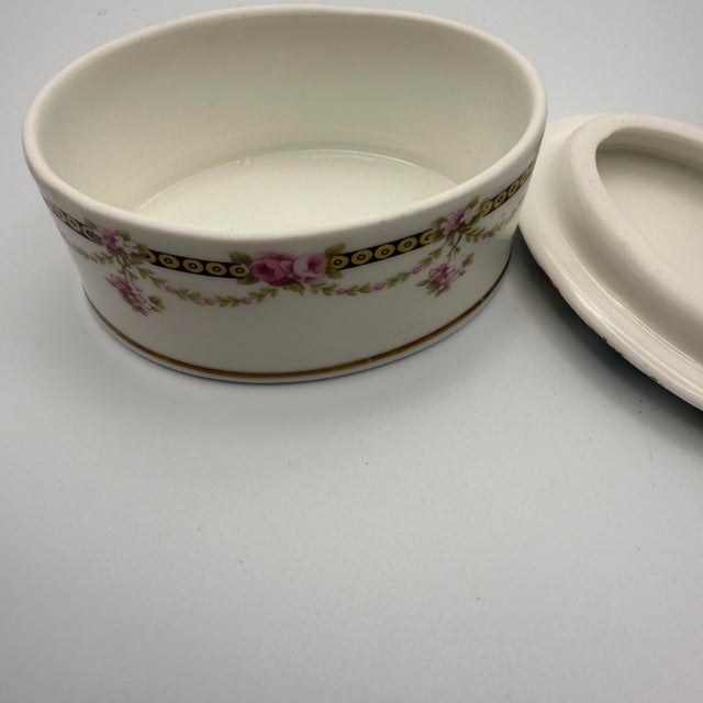 Vintage Crownford Fine Bone China Trinket Jewelry Casket Box Lid Floral England For Sale - Image 10 of 10