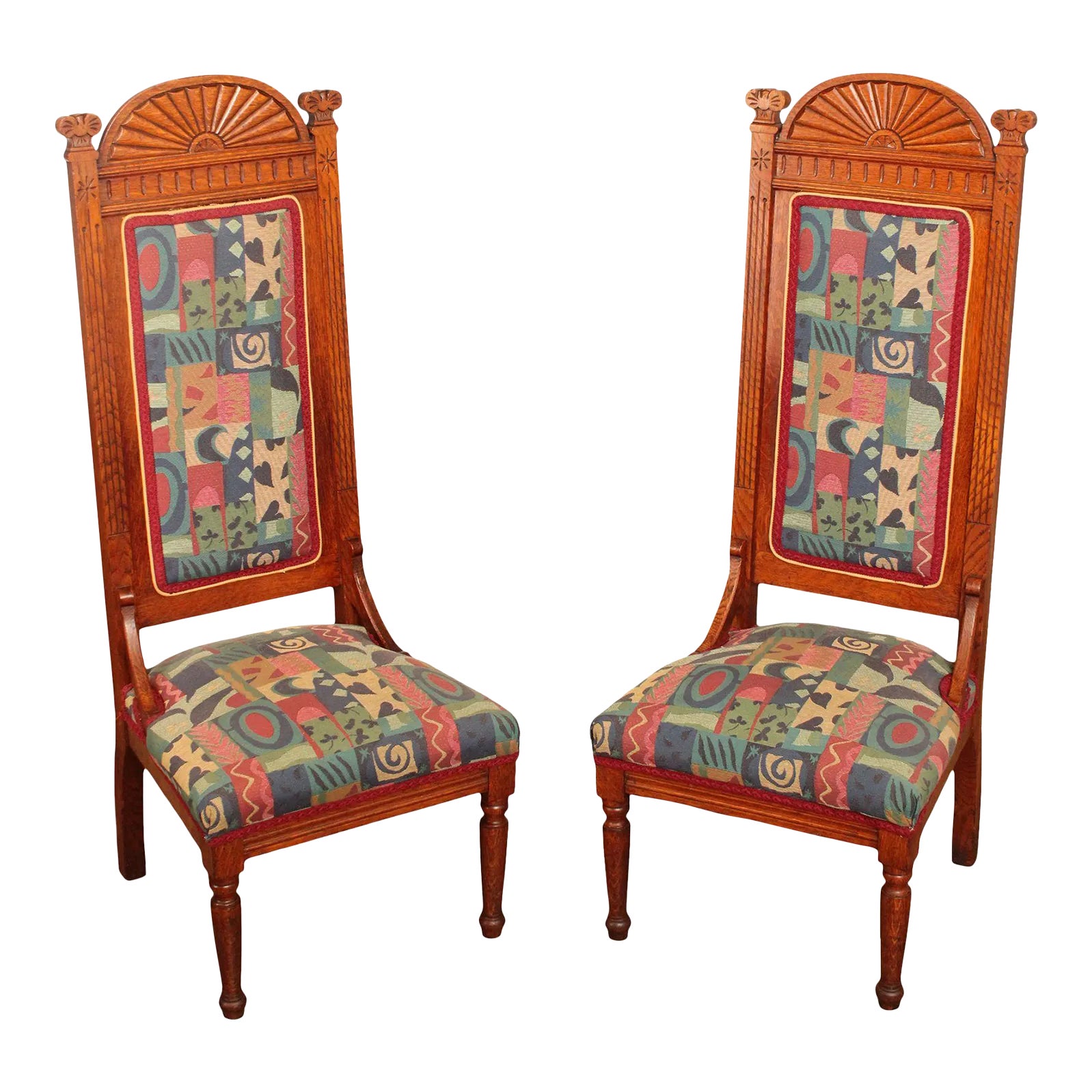 Antique Eastlake Carved Oak HighBack Chairs Chairish