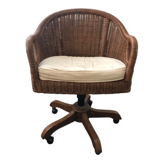 Pottery Barn Wicker Swivel Chair For Sale