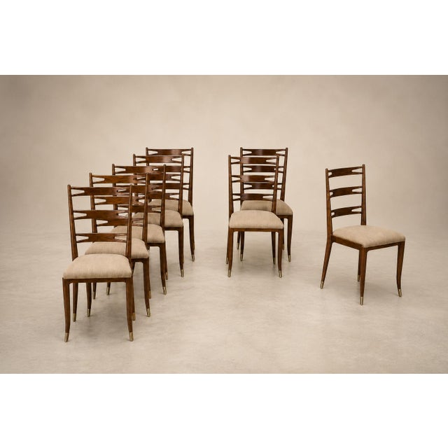 Set of Eight Brazilian Modern Dining Chairs in Caviúna & Warm Ivory Mohair, Giuseppe Scapinelli, 1950s For Sale - Image 14 of 18